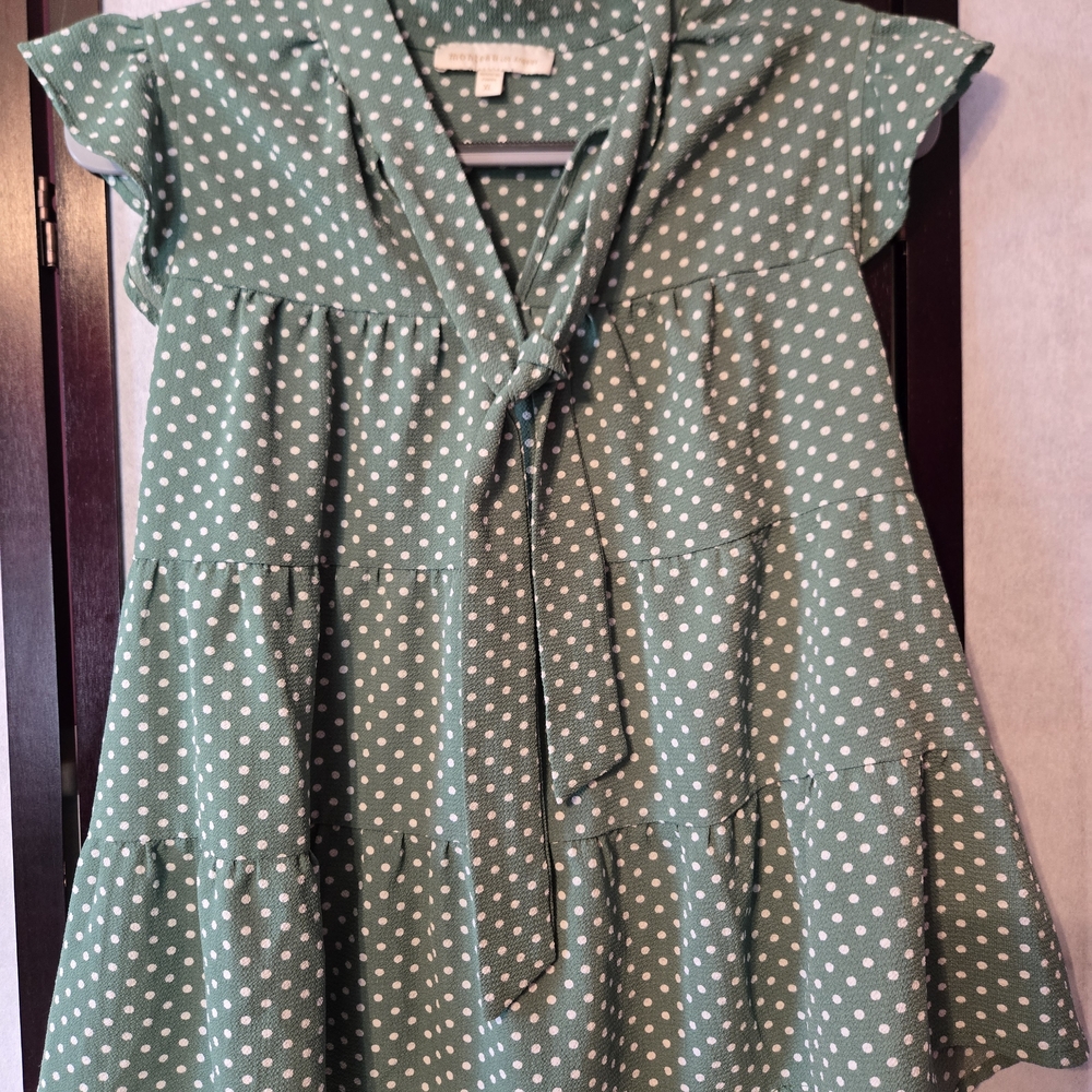 Monteau Los Angeles Polka Dot Green Women's Blouse XL